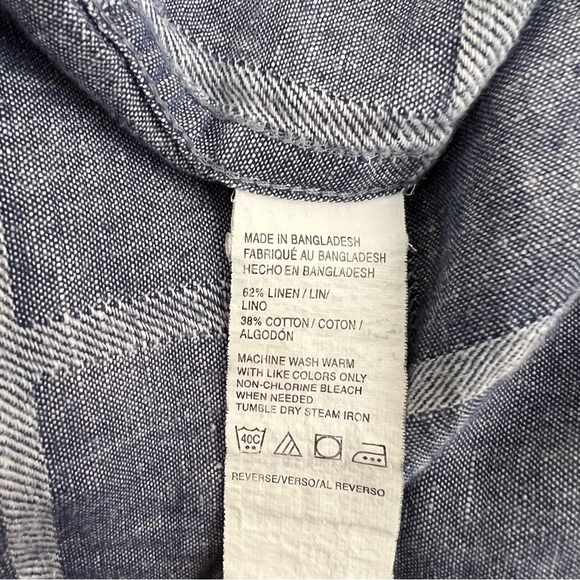 Izod Striped Short Sleeve Pocket Linen Button Down Shirt Men's Sz S - Picture 8 of 8